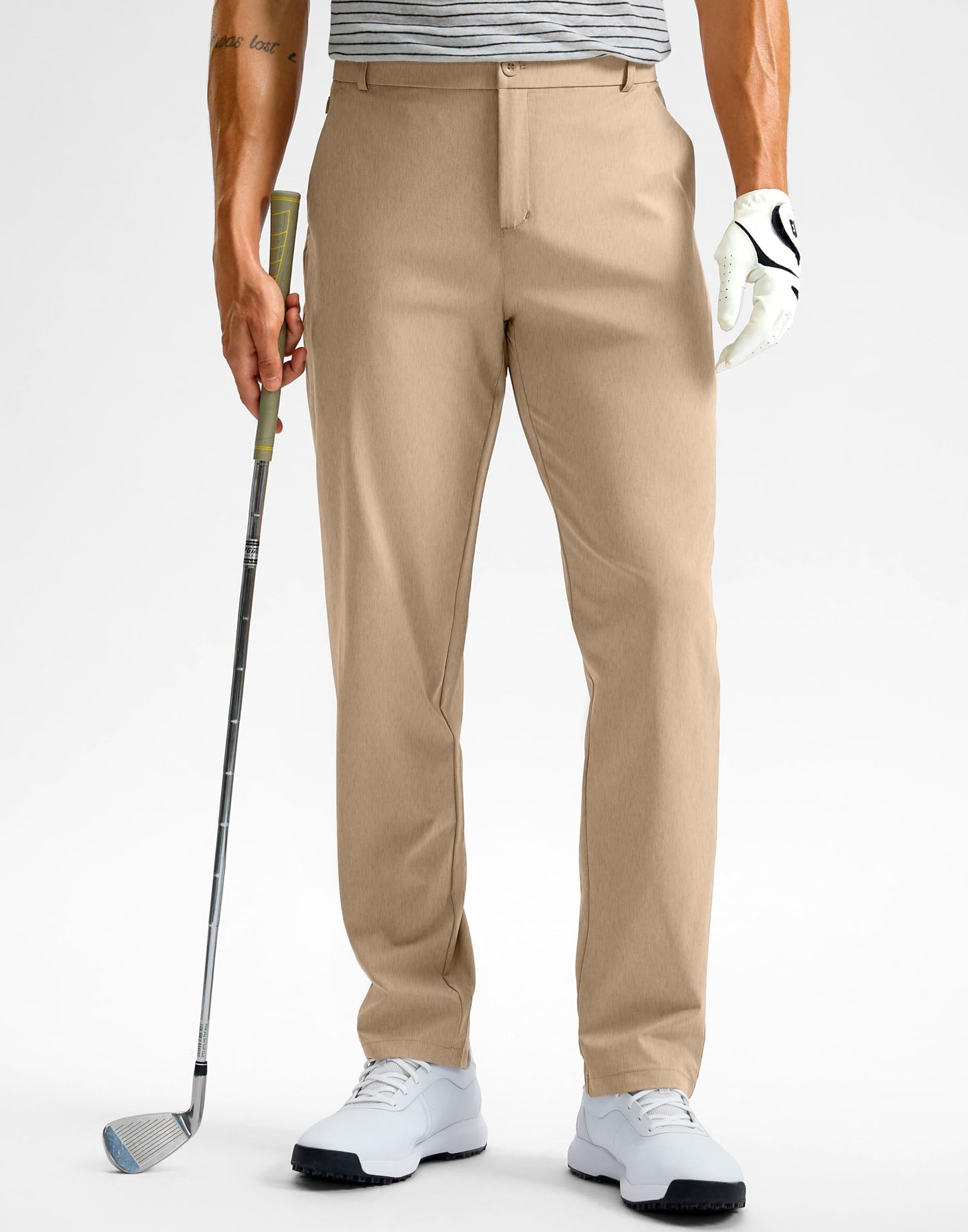 G Gradual Men's Golf Pants with 5 Pockets 30"/32"/34" Lightweight Quick Dry Stretch Work Dress Pants Casual Slacks for Men(Khaki,W34 L32)