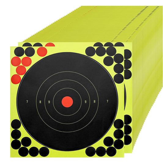 50PCS Self Adhesive Shooting Target, 12 Inch Paper Sticker Targets with Cover-up Patches, Paper Target for Gun, Pistol, Rifle, Bb Gun, Airsoft, Pellet Gun, Air Rifle