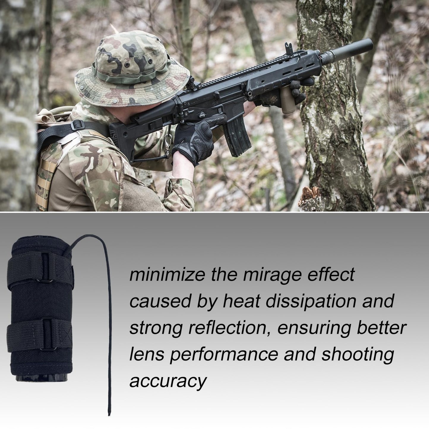 7" Heat Resistant Suppressor Cover with Microfiber Sleeve for Hunting Rifle Fireproof Suppressor Wrap