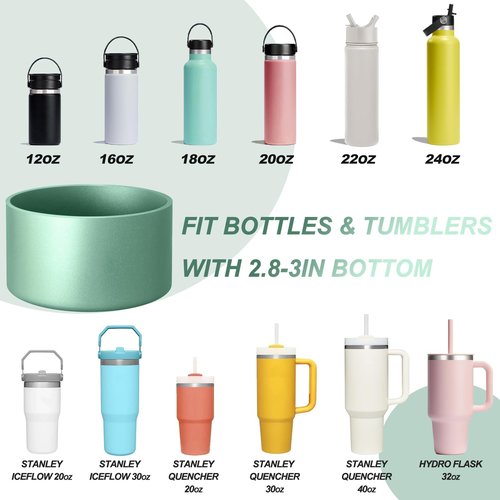 Protective Silicone Boot with Metallic Matte Luster, Compatible with Stanley/Simple Modern 20-40oz Hydro Flask Water Bottle 12-24oz and More Tumblers with 2.8-3in Bottom Anti-Slip Sleeve Cover