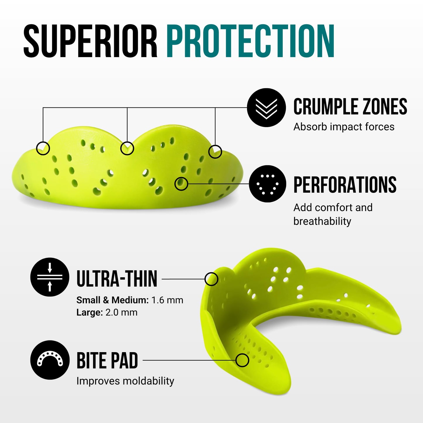 SISU Aero Large Mouthguard, Neon Flash - 30% Stronger Protection for Lacrosse, Football, Hockey, Roller Derby, Team Sports - Remoldable Up to 20 Times - Ultra Slim - Works for Braces - Non Toxic