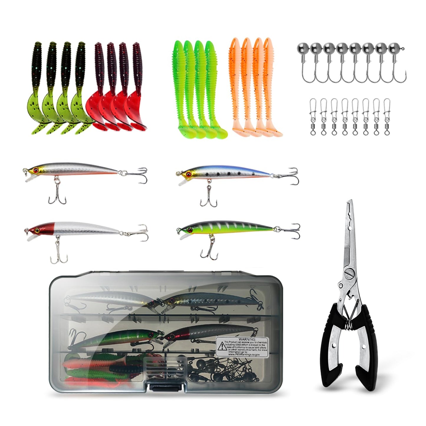 Fishing Rod Reel Combo - 2PCS 6.89ft Collapsible Rods 2PCS Spinning Reels Lures Set Fishing Pliers Carrier Bag for Travel Saltwater Freshwater Fishing Telescopic Fishing Pole Kit