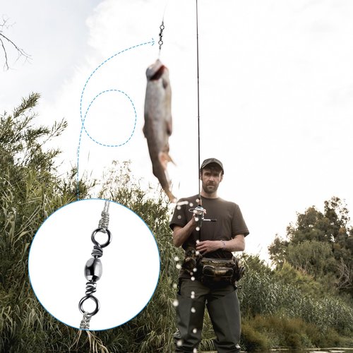 TIESOME 100Pcs Fishing Barrel Swivels, High Strength Carbon Steel Fishing Connector Swivels Freshwater Swivels Steel Hook Line Connector Rolling Fishing Swivels for Freshwater Fishing Accessories(7#)