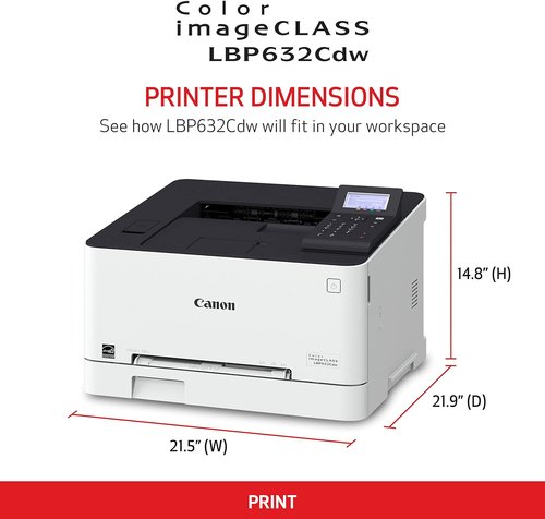 Canon imageCLASS LBP632Cdw - Wireless Duplex Color Laser Printer, Single Function, Home Office, Mobile Ready, 22 PPM Color, White