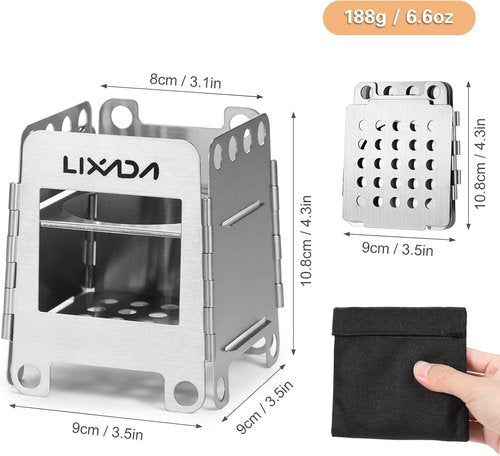 Lixada Camping Stove Wood Burning Stove Portable Stainless Steel Backpacking Stove for Picnic BBQ Camp Hiking