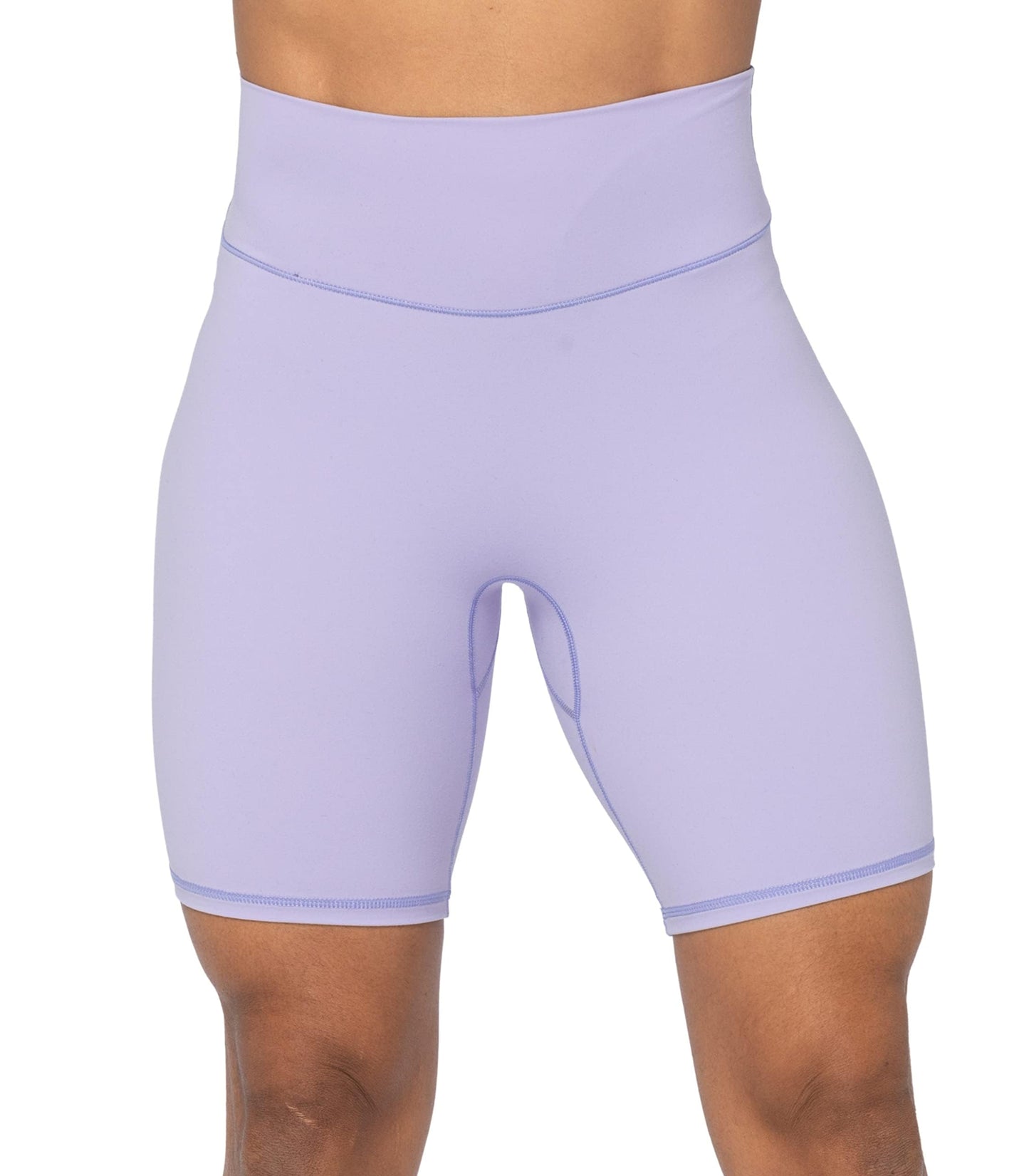 Sunzel No Front Seam High Waist Biker Shorts for Women, Squat Proof Yoga Workout Gym Bike Shorts 8" Lilac Medium