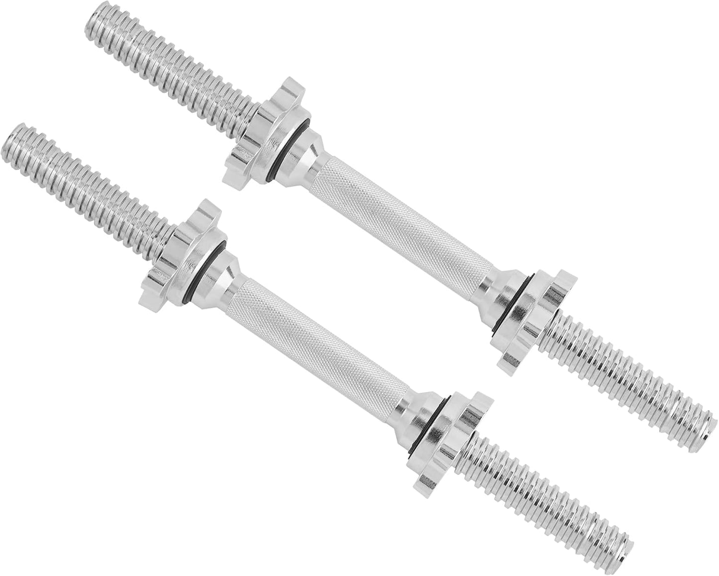 Yes4All Pair of Threaded Dumbbell Handles 14/16/18/24 inch, Chrome/Rubber Grip, Fit 1” Plates, Weight Bar Connector