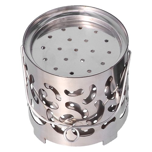 Chazcool Camping Heating Cover, Stainless Steel Camping Mini Heater with Handle, Tent Heating Cover for Hiking for Picnic for Outdoor