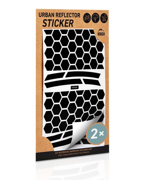 Borgen Bike Stickers - Reflective Stickers Set of 2 - for Bike, Rims, Helmet - Reflective Sticker Set for Darkness, School - Reflectors