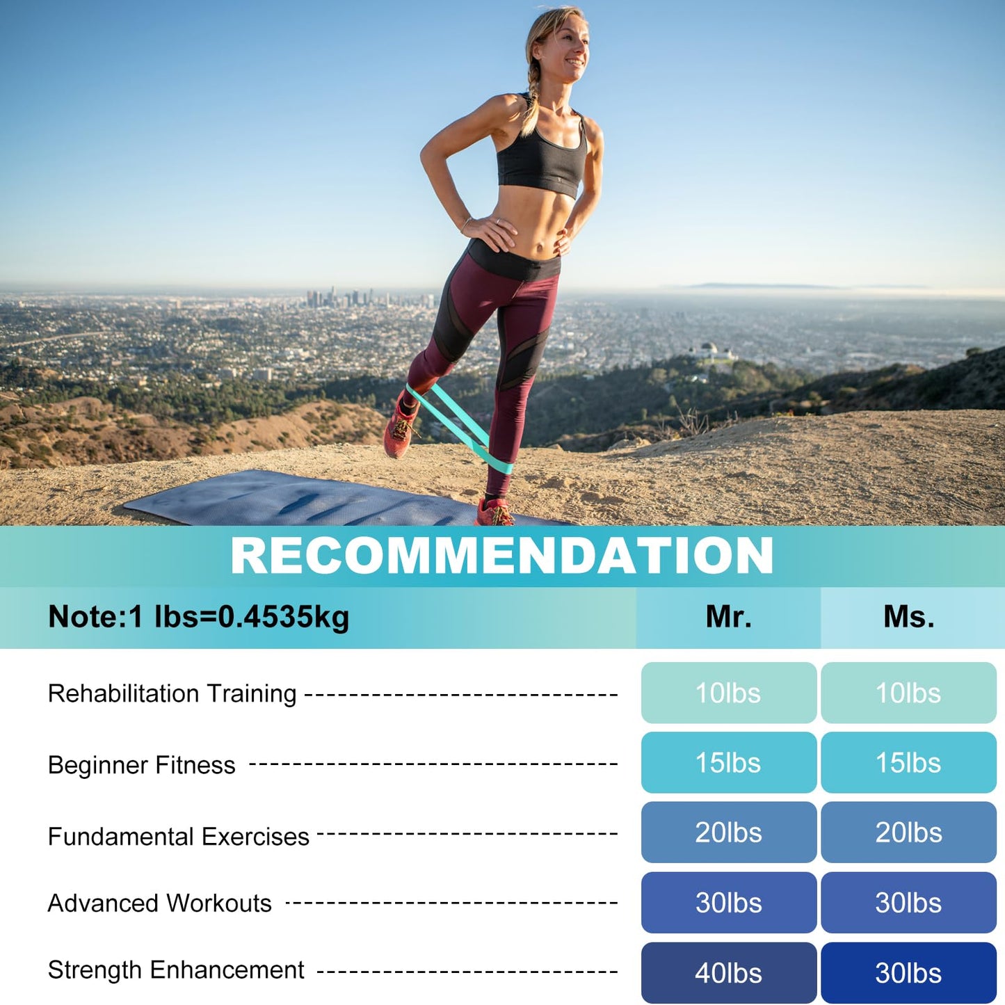 SZHLUX Resistance Bands Set with Instruction Guide and Carry Bag, Versatile for Body Sculpting, Strength Training, and Rehabilitation-Set of 5 (Blue)
