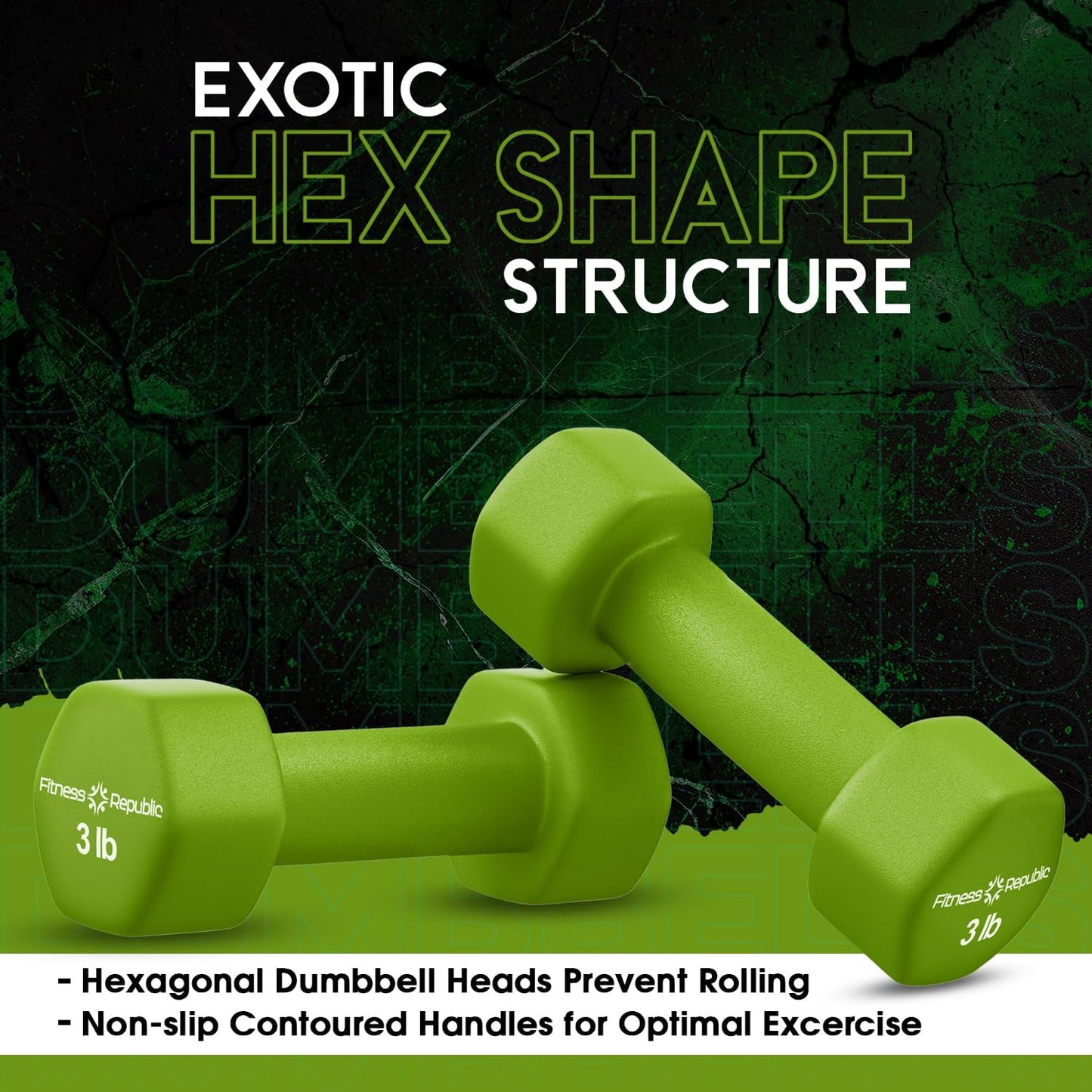 Neoprene Dumbbell Set of 2, Non-Slip, Hex Shape, Free Weights for Muscle Toning and Strength Building - Portable Home Gym Hand Weights
