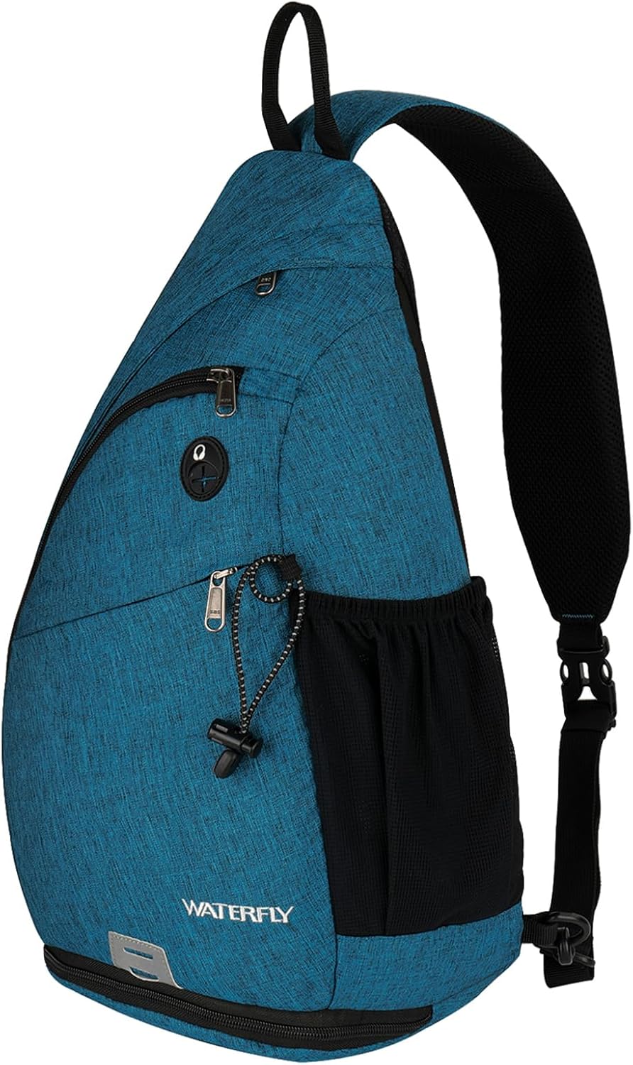 WATERFLY Large Crossbody Sling Bag: Over Shoulder Backpack Daypack Casual Cross Chest Side Pack