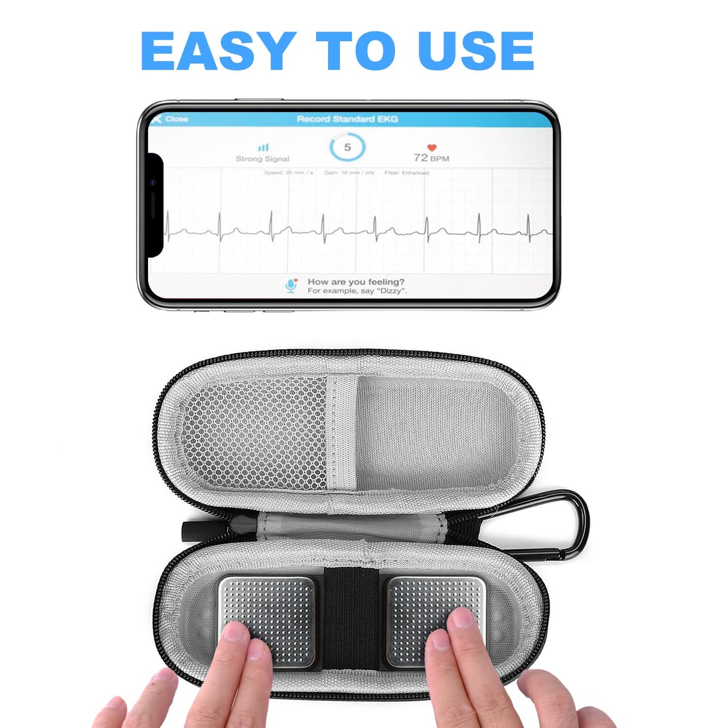 Glamgen Case for Kardiamobile EKG Monitor, Compatible with Kardia Mobile EKG Heart Monitor, Hard Travel Box for Alivecor Kardiamobile 6L & 6L Max, Pill Box and Carabiner Clip Included