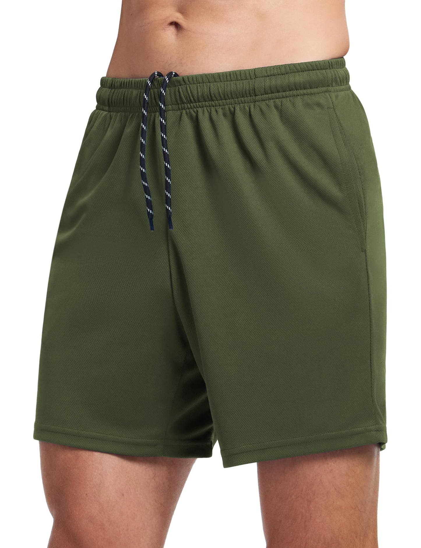 VGVB Men's 7 Inch Athletic Shorts Lightweight Workout Running Shorts Quick Dry Gym Shorts with Pockets Green,Large