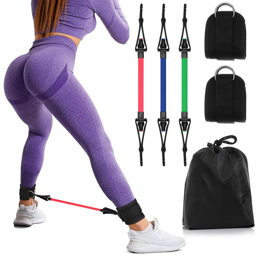 Ankle Resistance Bands with Cuffs,Glute Kickback Ankle Straps Set with 10Lb,20Lb,30Lb Resistance Bands for Women Strengthen Core Muscles of The HIPS and Legs