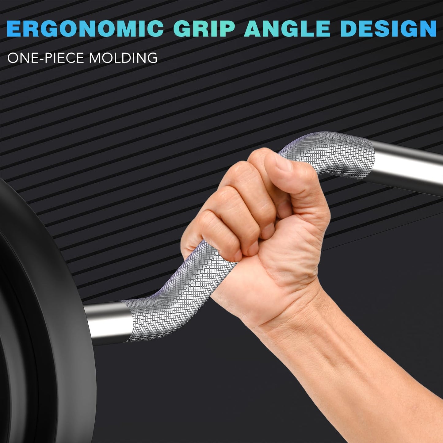 47" EZ Curl Bar Weight Lifting Bar, Standard Barbell Bar for Hip Thrusts/Squats/Lunges for Gym and Home, 1-inch Curling Bars for Weightlifting with 2 Star Collars (300lb Weight Capacity)