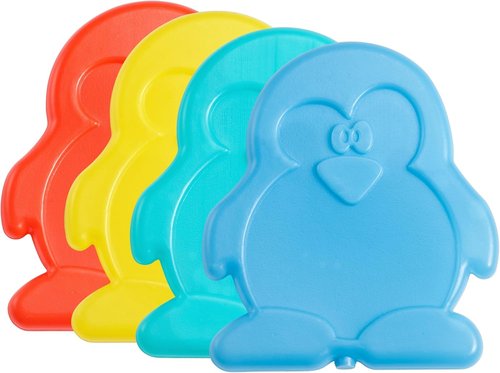 Cool Coolers Slim Ice Packs for Kids Lunch Boxes - Reusable Multicolored Set of 4 (Penguin)