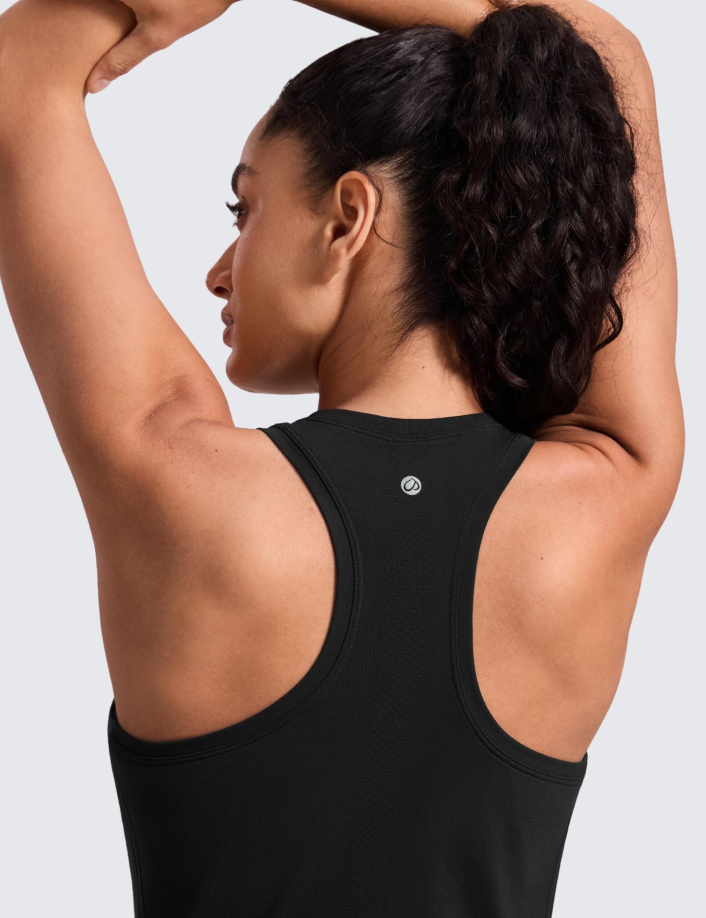 CRZ YOGA Seamless Racerback Tank Tops for Women - Gym Workout Athletic Running Sleeveless Shirts Breathable Scoop Neck Black Small