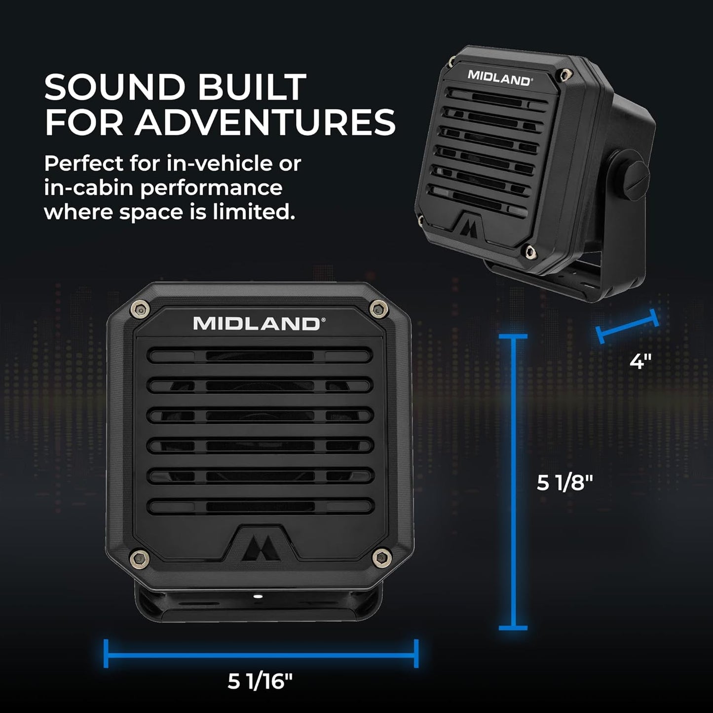 Midland - SPKMINI Mini External Speaker - Waterproof, 10 Watts, 3.5mm Plug - Compatible with All Mobile CB, GMRS, HAM and Amateur Radios