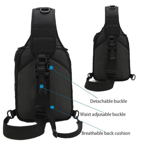 SXJWISHES EDC Sling Bag Tactical Shoulder Sling Bag Small Military Crossbody Pack Tactiacal Backpack Rover Chest Bag Pack (Black)