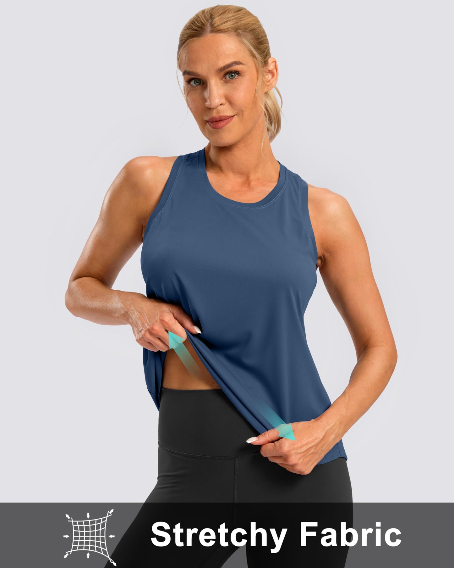 G Gradual Women's Workout Tank Tops Racerback Athletic Yoga Tops Loose Fit Sleeveless Running Gym Sports Shirts for Women(Navy,M)