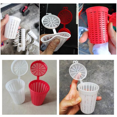 SquEqu 10 Pack Fishing Bait Cage Trap Feeder Holder Box Large Size Baits Case Barrel Fish Lure Plastic Basket Fishing Tackle Kit Gear Tool for Fish Shrimp Earthworm Crab Catfish Cast Net