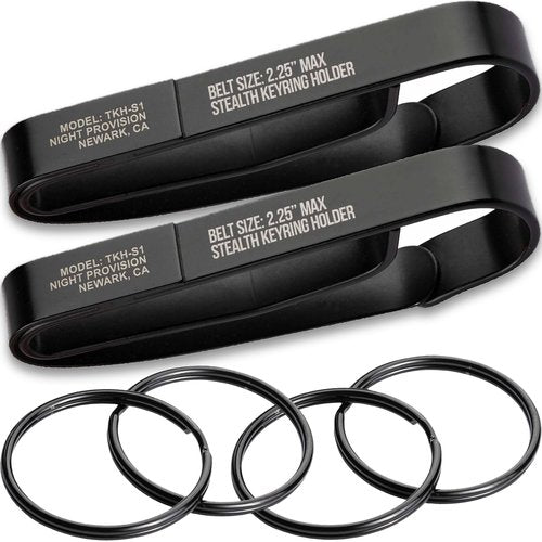 NIGHT PROVISION Stealth Tactical Key Ring Holder for Duty Belts, Quick Release Key Clip Stainless Steel w/2 XL Detachable Key Rings Max 2.25" Belt For Police, Correctional, Fire Dept.