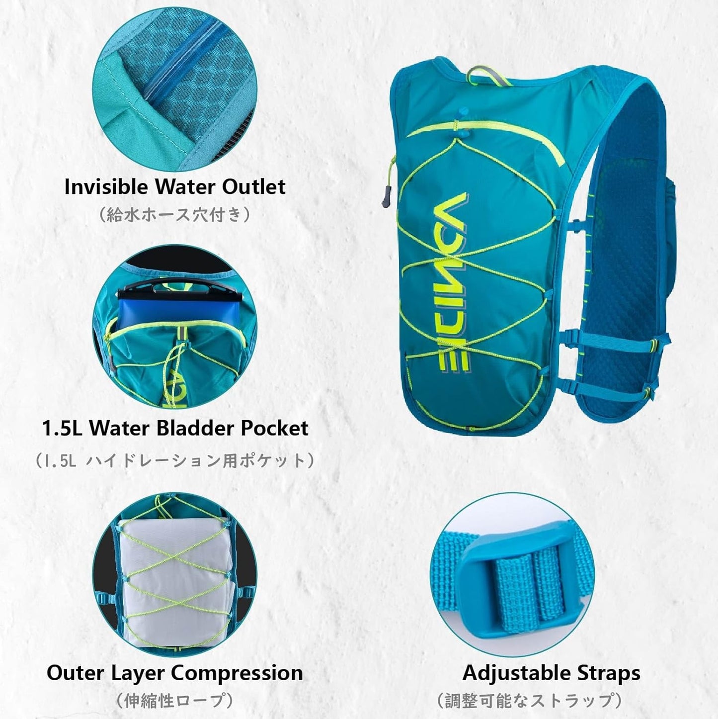 JEELAD Hydration Running Vest Backpack 5L for Men Women Jogging Hiking Marathon Racing Cycling Outdoor