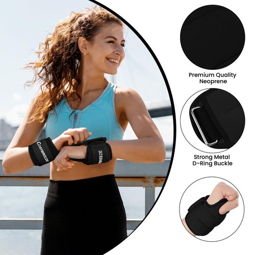 Wrist Weights with Thumb Loops Lock for Women Men Kids 5 LBS Set [2.5 lb each weight] Hand Weights Ankle Weights Weighted Gloves for Running Walking Physical Therapy Yoga Gym Workout Black