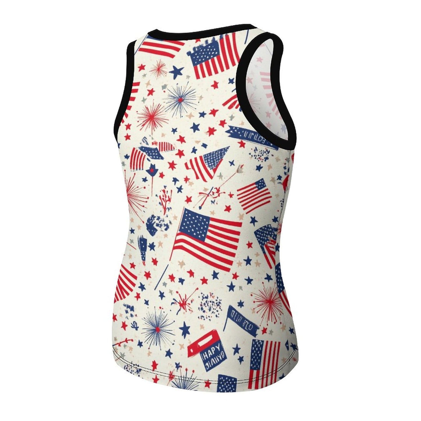 Costaric 4th of July Tops for Women Sleeveless America Flag Print Sexy Stretch Tight Tank Shirt Crew Neck Slim Fitted Vest T-Shirt Trendy Casual Summer Vacation Holiday Tee