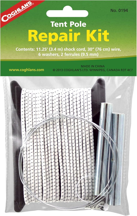 Coghlan's Tent Pole Repair Kit for Lightweight and Durable Emergency Fiberglass or Aluminum Tent Pole Replacement with Shock Cord and Splint – Ideal for Camping and Backpacking