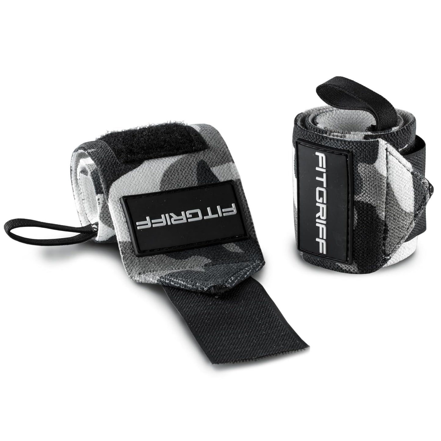 Fitgriff® Wrist Wraps for Weightlifting (18") Heavy-Duty Support for Gym, Bench Press, and Pushups (1 Pair) - for Men and Women (Black)