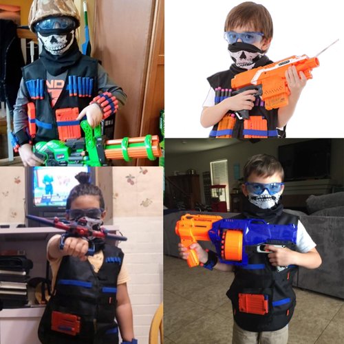 LUUFAN Tactical Vest Kit for NERF Guns with Reload Clips, Refill Darts, Wrist Band, Tactical Mask Protective Glasses for Boys Girls Kids Birthday Thanksgiving