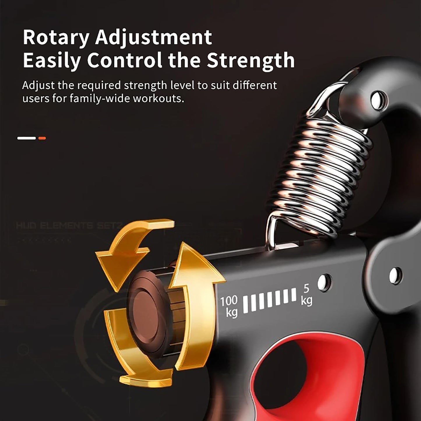 Hiyoga Grip Strength Trainer, Hand Grip Strengthener with Adjustable Resistance 11-220Lbs(5-100KG), Automatic Counter, Ergonomic Design, Forearm Strengthener for Musicians Athletes and Injury Recovery (Orange)