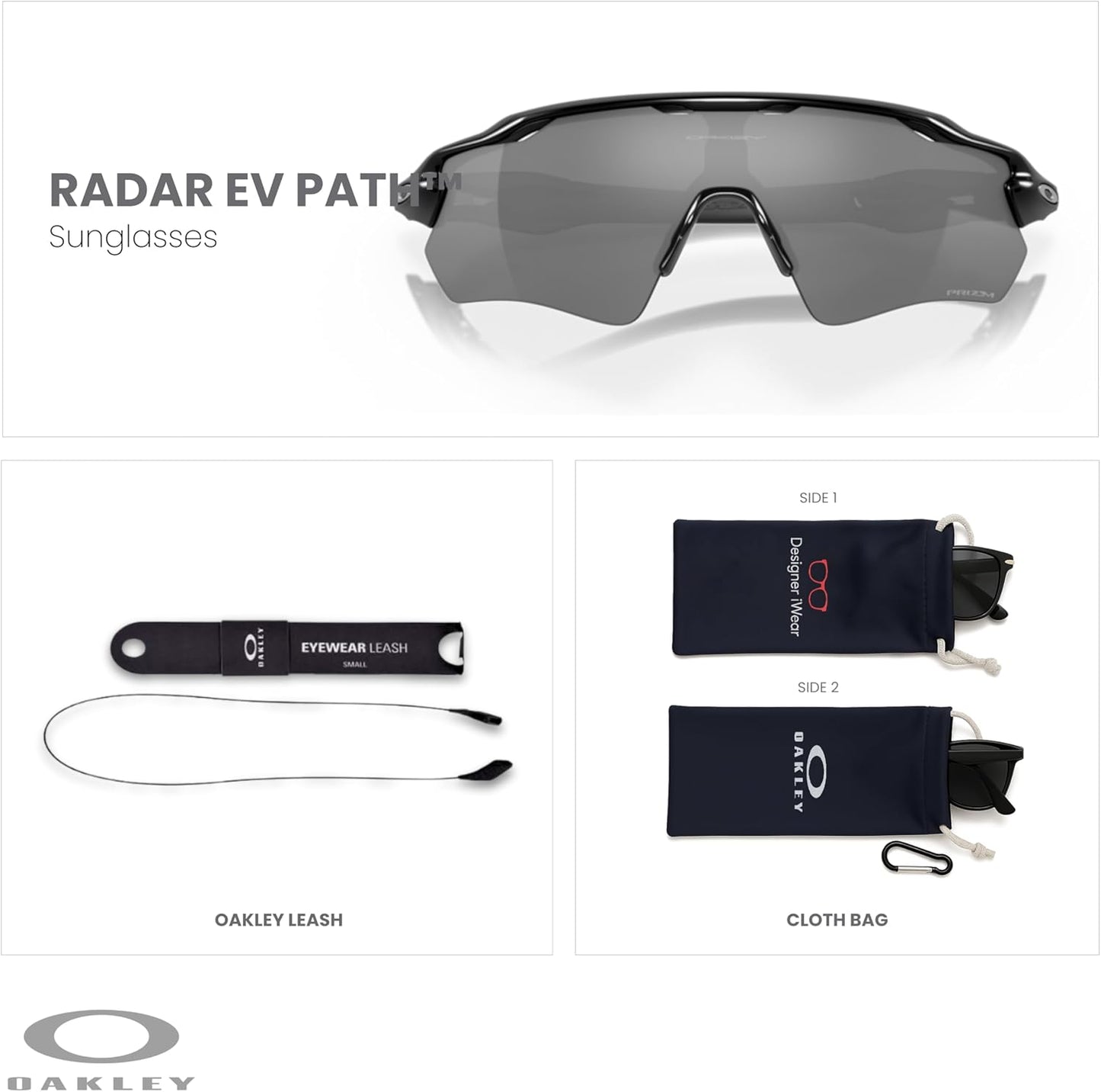 OAKLEY Radar EV Path OO9208 Sunglasses For Men+ Bundle Accessory Leash Kit, Microfiber Pouch