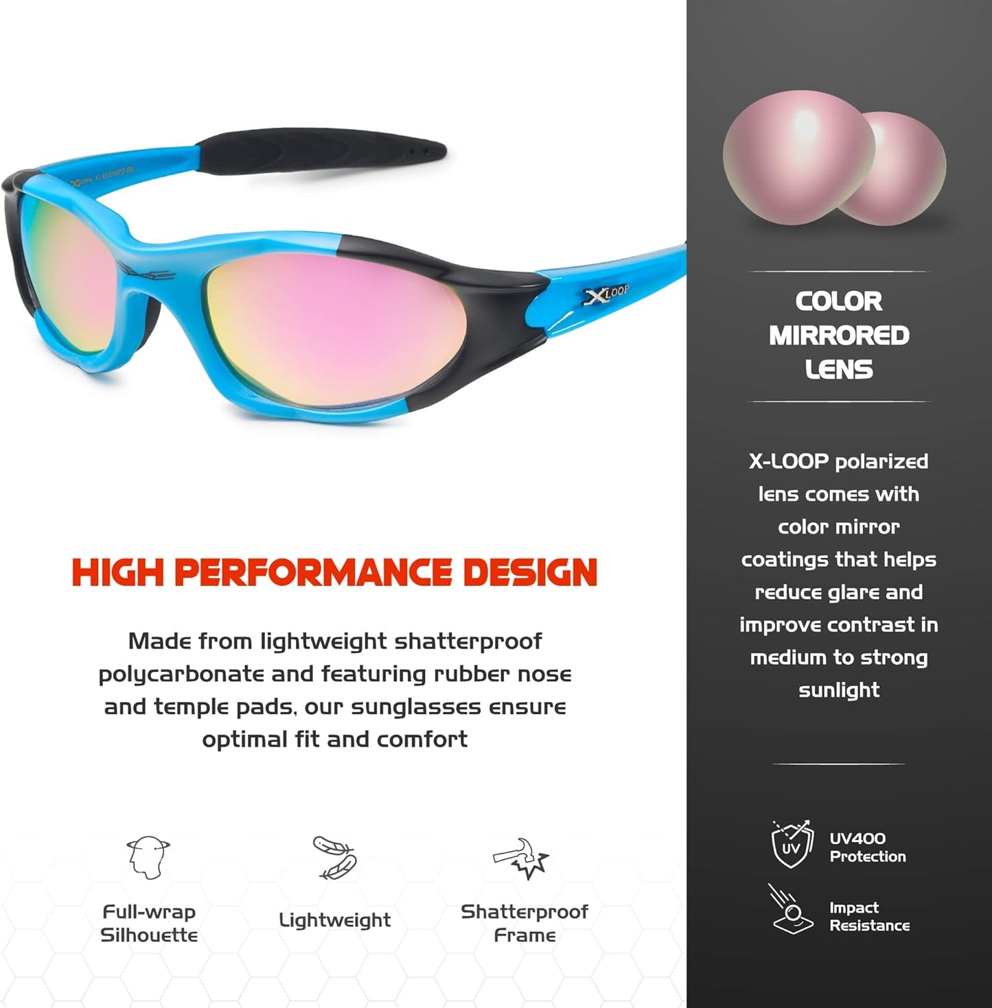 Polarized Youth Sports Sunglasses for Boys & Teens (Ages 8-16) - UV400 Baseball Wraparound