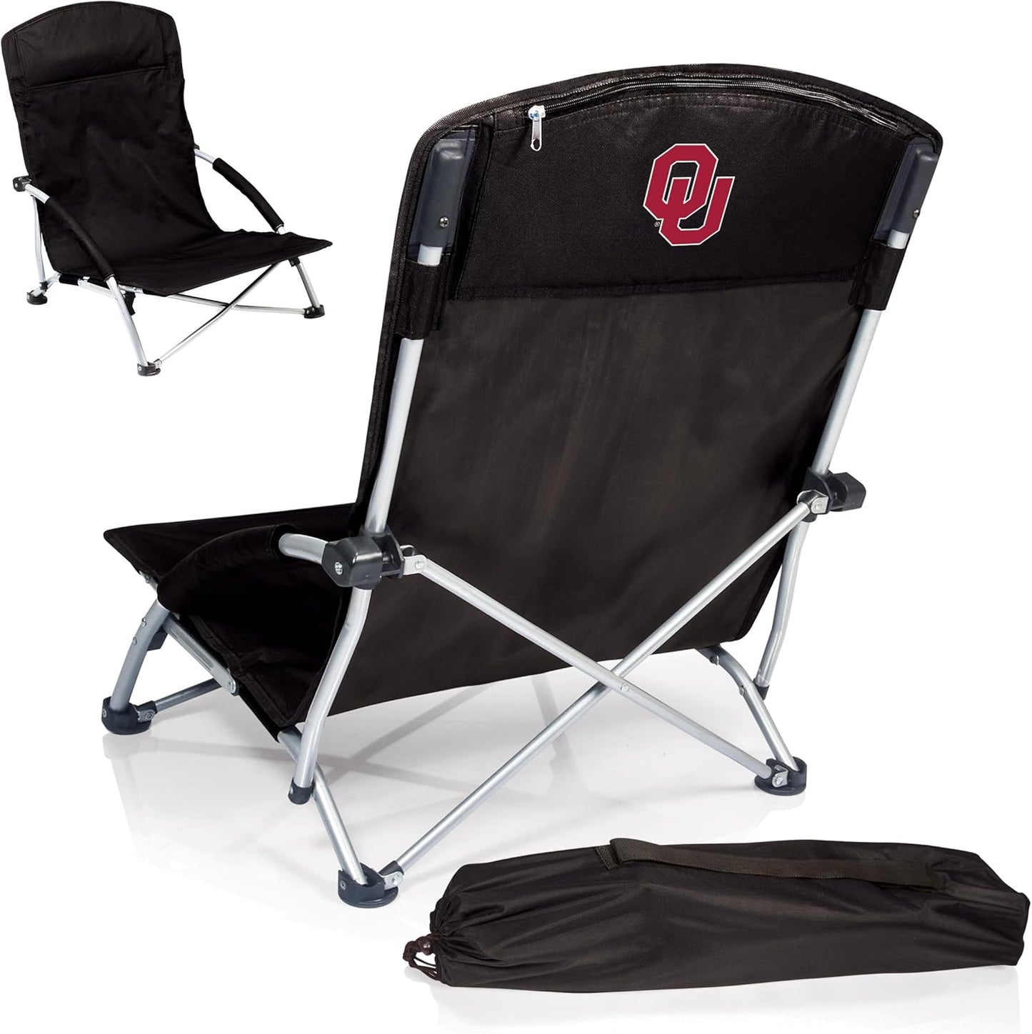 PICNIC TIME NCAA Tranquility Beach Chair with Carry Bag - Low Beach Chair for Adults - Low Lawn Chair