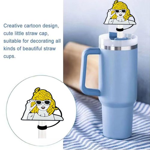 Silicone Music Straw Cover for Stanley Cup, 30oz & 40oz 10mm 0.4in Covers Cap, Tumbler Cup Accessories, Cute Resuable Drinking Straw Toppers (5)