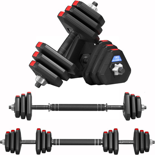 Adjustable Weight Dumbbell Set, 22LB/44LB/66LB Free Weights with Connector, 3 in 1 Dumbbells Barbell Set and Push Up Stand, Home Gym Fitness Exercises Suitable for Men Women (22)