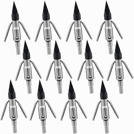 Fishing Arrow Heads Points Bowfishing Broadheads Bow Fish Tips 225 Grain Removeable Head Archery Hunting Screw Tips for Compound Bow,Crossbow and Recurve Bow (12pcs)