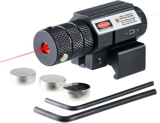 Pinty Compact Tactical Red Laser Sight with Picatinny Mount Alan Wrenches for Hunting - Easy and Bright