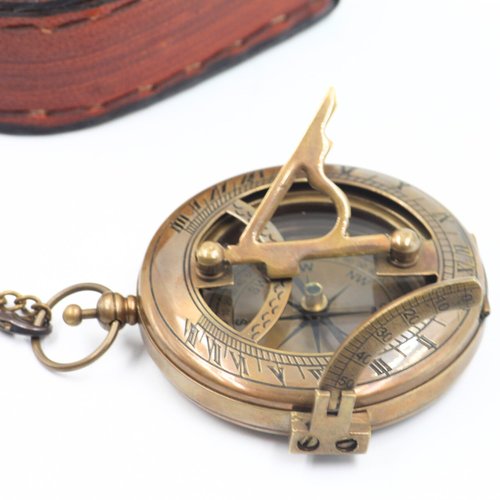 Trust in The Lord Sundial Compass Gift with Leather Case Bible Verse Proverbs 3 5-6, Baptism - Graduation - Religious - Keepsake - Communion Gifts