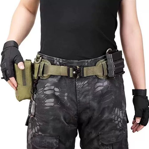 TWL Tactical Battle Belt Set，Multi-Purpose Molle Padded Patrol Belt Outdoor Sports Tactical Belt Duty Belt with Metal Quick-Release Buckle (olive-green)