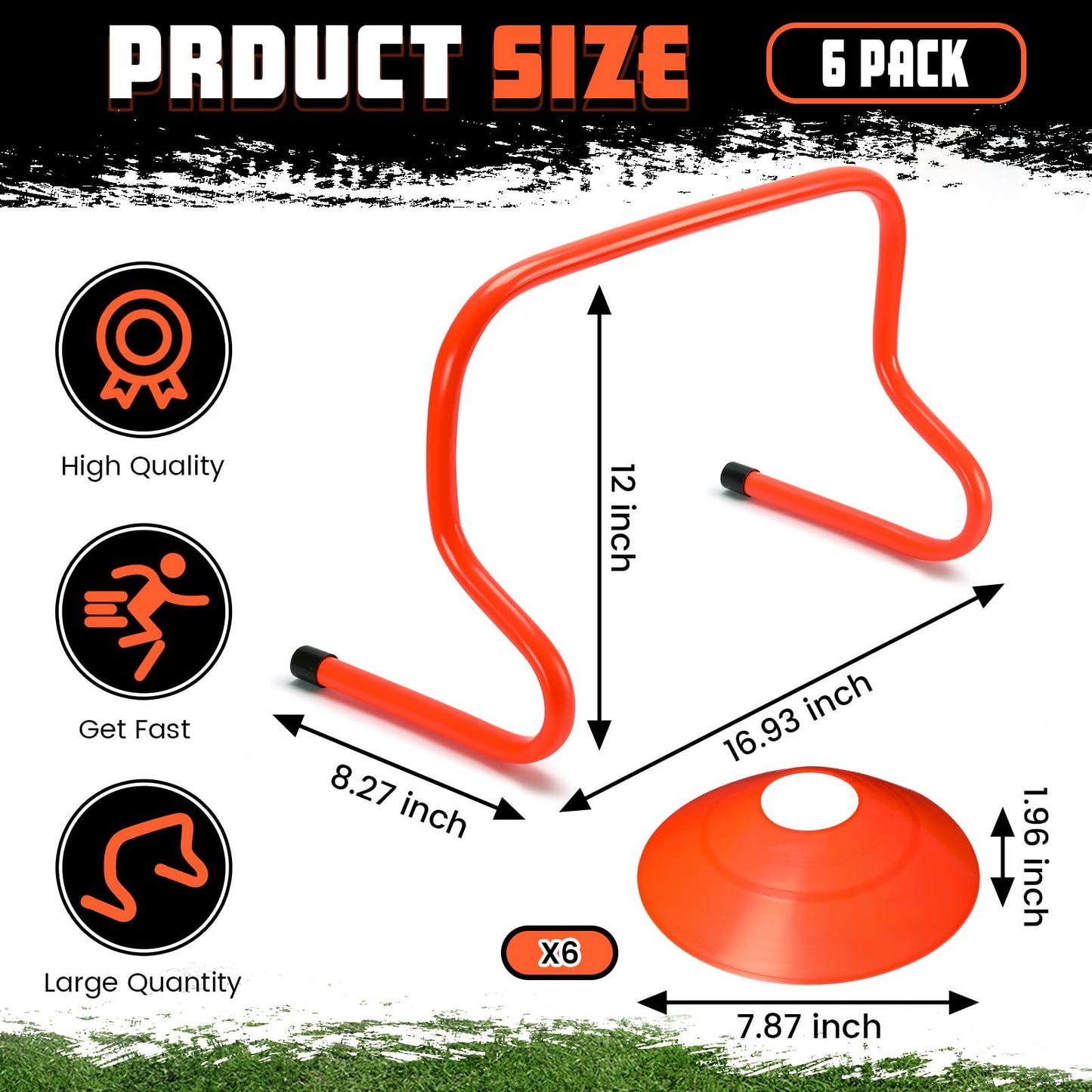 Gemscream 6 Sets 12" Speed Agility Training Hurdles for Athletes Soccer Training Hurdles Agility Training Equipment with Marker Cone Adjustable Training Hurdle Plyometric Hurdles for Basketball