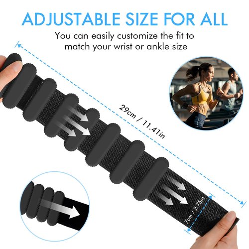 Wrist Ankle Weights for Women, Adjustable Ankle Weights Strength Training Silicone Bracelets Workout Wrist Ankle Weights for Men Women Yoga Running Dance Ankle Arm Leg Weights (2lb) (Black)