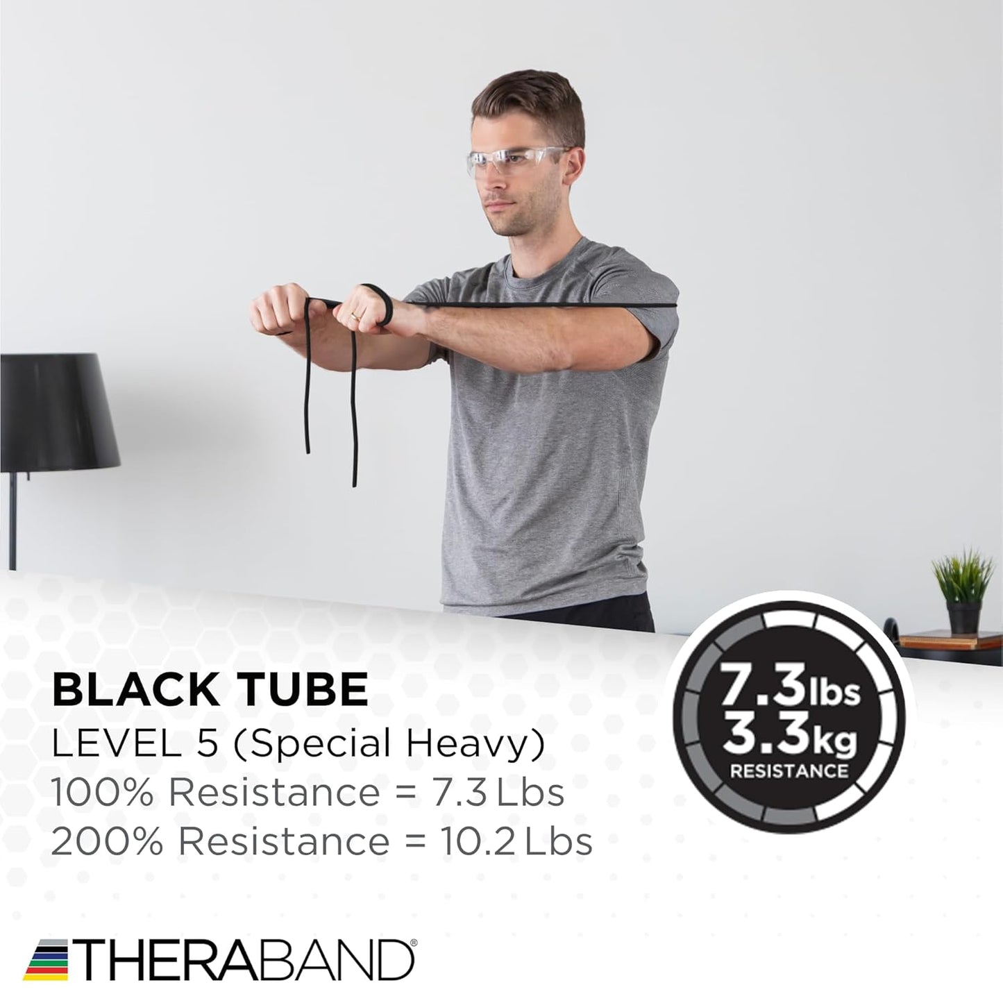 THERABAND Resistance Tubes, Professional Latex Elastic Tubing, Upper & Lower Body, Core Exercise, Physical Therapy, Lower Pilates, At-Home Workouts, & Rehab, 5 Foot, Yellow, Red, & Green, Beginner Set