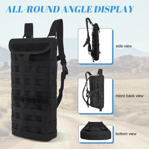EASY BW Tactical MOLLE Hydration Pack Carrier Backpack with 3L Water Bladder for Outdoor Sports, Black