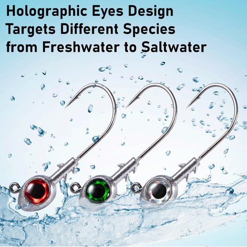 Dr.Fish 10 Pack Fishing Eyes Jigs 3D Eyes Trout Heads Bass Hook Saltwater Swimbait Jig Heads Freshwater Walleye Striper Walleye Striper 3/8oz