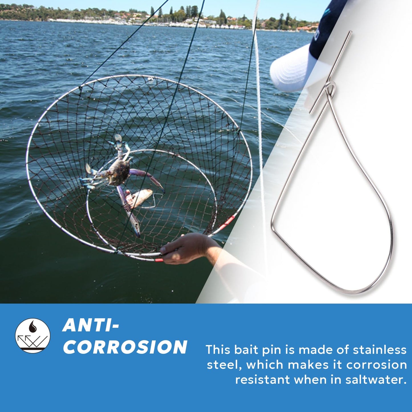 A1FISHER 6PCS Stainless Steel Bait Pin Combo 4.5" for Rigging Bait in Crab Trap, Silver