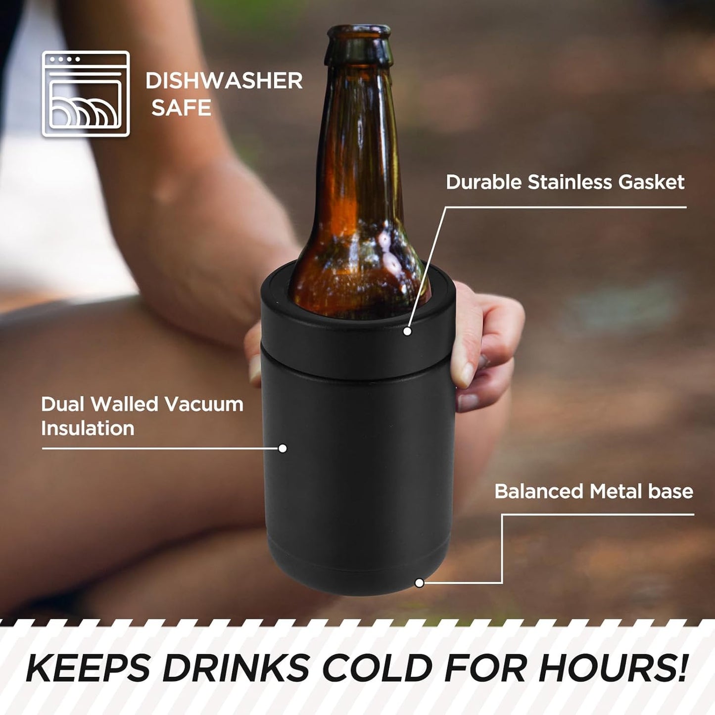 Tahoe Trails 12 oz Stainless Steel Double Wall Vacuum Insulated Can Cooler (Blue)